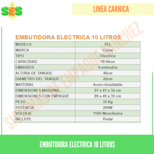 Embutidora electrica Ref.10 litros