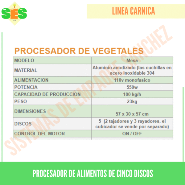 Procesador de alimentos Ref. Cinco discos